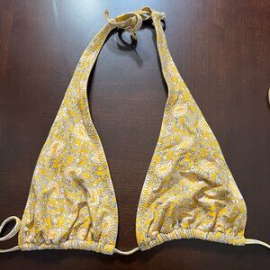 American Eagle Yellow Floral Triangle Bikini Top Sz S